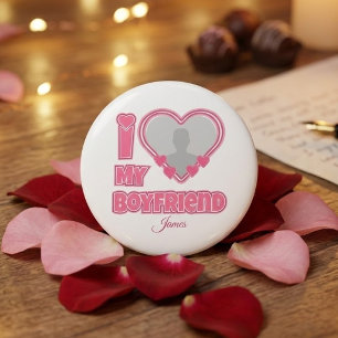 Custom I Love My Boyfriend – Add Photo & Name 1 Inch Round Button