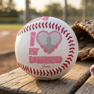 Custom I Love My Boyfriend – Add Photo & Name Baseball