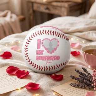 Custom I Love My Boyfriend – Add Photo & Name Baseball