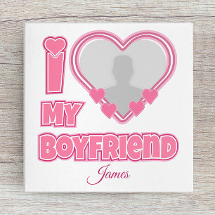 Custom I Love My Boyfriend – Add Photo & Name Canvas Print