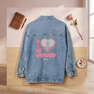 Custom I Love My Boyfriend – Add Photo & Name Denim Jacket