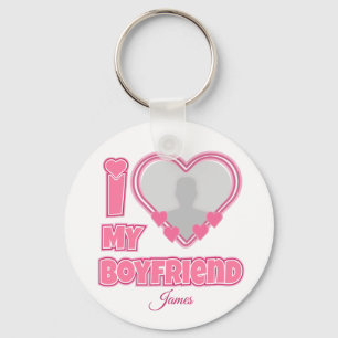 Custom I Love My Boyfriend – Add Photo & Name Keychain