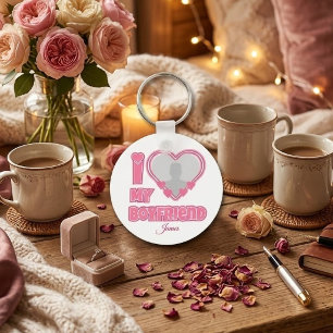 Custom I Love My Boyfriend – Add Photo & Name Keychain