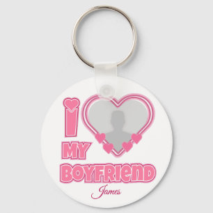 Custom I Love My Boyfriend – Add Photo & Name Keychain