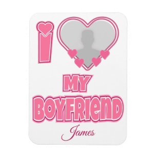 Custom I Love My Boyfriend – Add Photo & Name Magnet