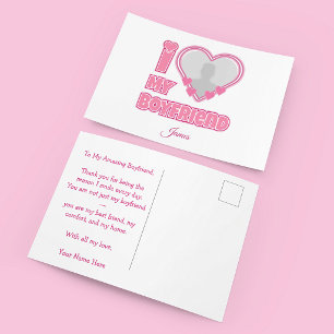 Custom I Love My Boyfriend – Add Photo & Name Postcard
