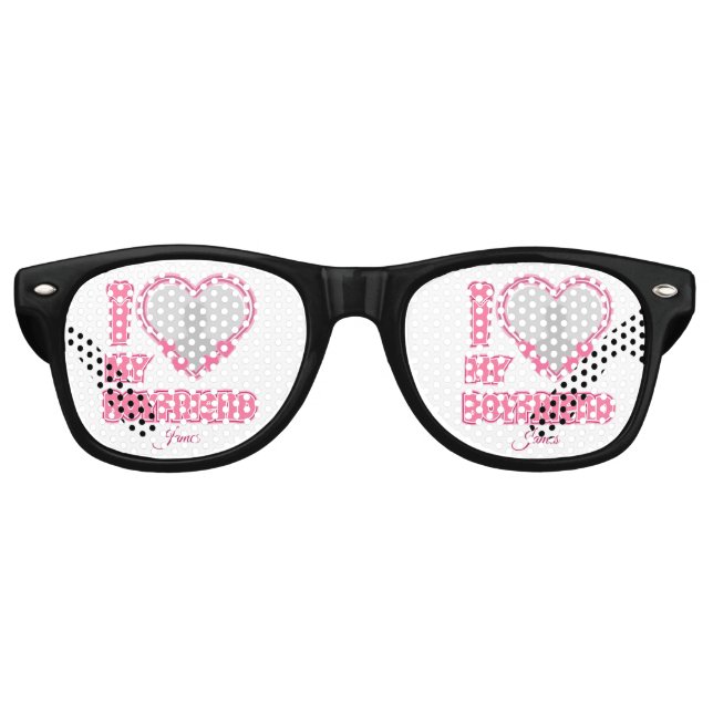 Custom I Love My Boyfriend – Add Photo & Name Retro Sunglasses (Front)