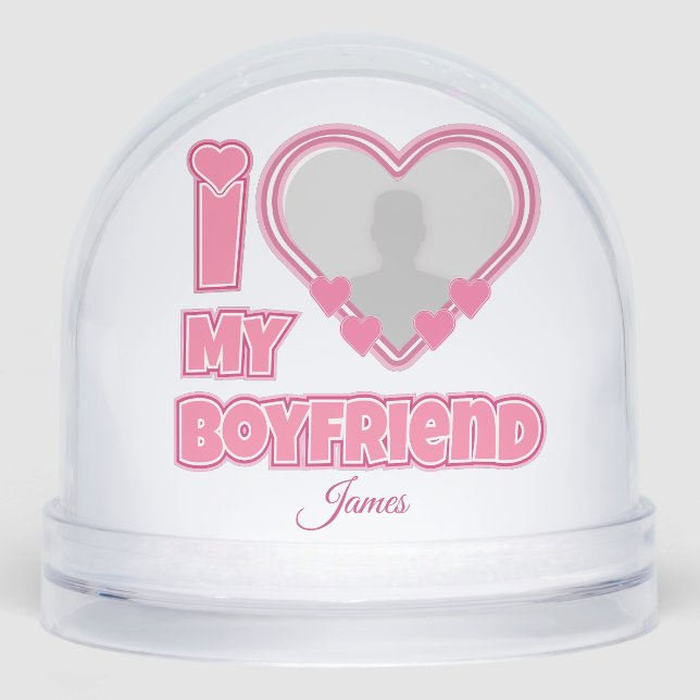 Custom I Love My Boyfriend – Add Photo & Name Snowglobe (Front)