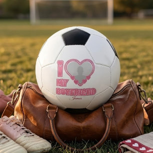 Custom I Love My Boyfriend – Add Photo & Name Soccer Ball