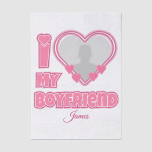 Custom I Love My Boyfriend – Add Photo & Name Tissue Paper