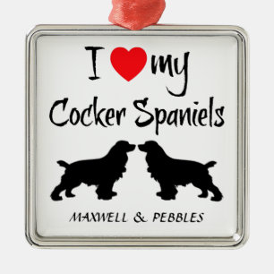 Custom I Love My Cocker Spaniels Metal Ornament