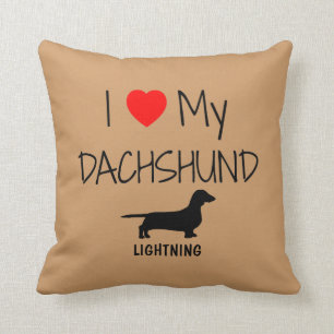 Custom I Love My Dachshund Throw Pillow