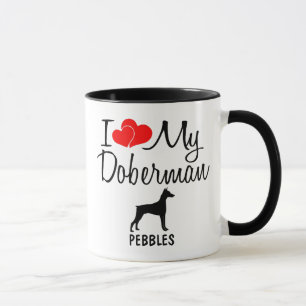 Custom I Love My Doberman Dog Mug
