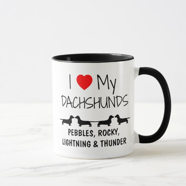Custom I Love My Four Dachshunds Mug (Right)