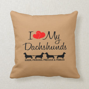 Custom I Love My Four Dachshunds Throw Pillow