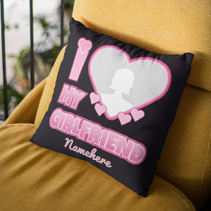 Custom I Love My Girlfriend – Add Photo & Name Throw Pillow
