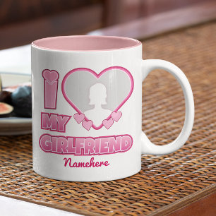 Custom I Love My Girlfriend – Add Photo & Name Two-Tone Coffee Mug