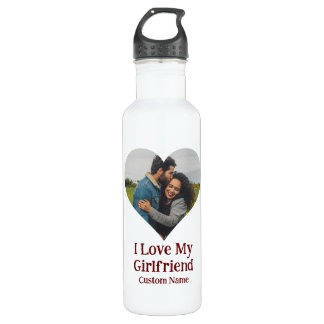 Custom I Love My Girlfriend Heart Photo 710 Ml Water Bottle