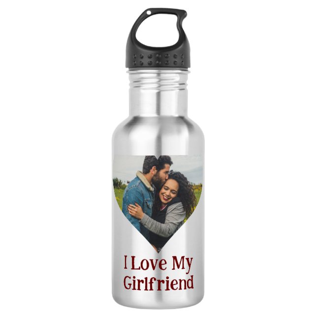 Custom I Love My Girlfriend Heart Photo 710 Ml Water Bottle (Front)