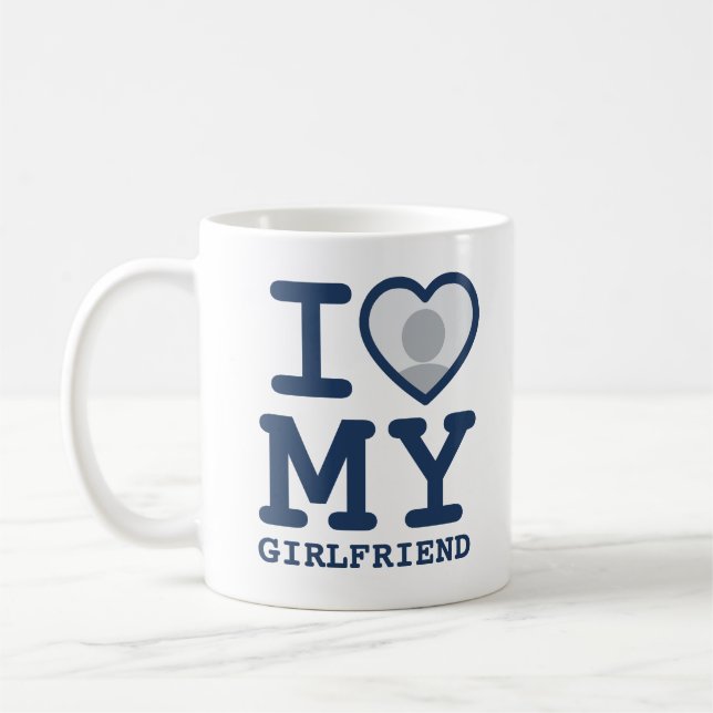 Custom I love my girlfriend photo text Coffee Mug (Left)