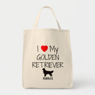 Custom I Love My Golden Retriever Tote Bag