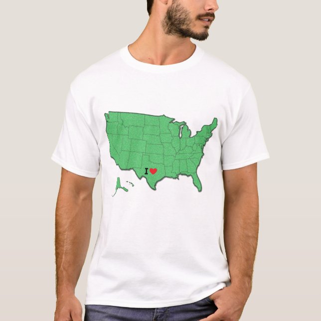 Custom 'I Love My Home State' Shirt, USA Map T-Shirt (Front)