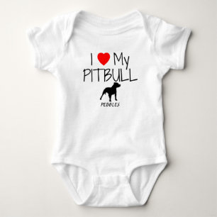 Custom I Love My Pitbull Baby Bodysuit