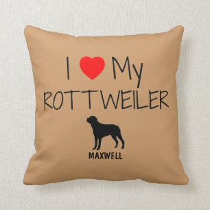 Custom I Love My Rottweiler Throw Pillow
