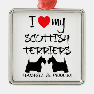 Custom I Love My Scottish Terriers Metal Ornament