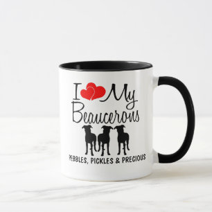 Custom I Love My Three Beaucerons Mug