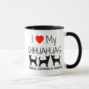 Custom I Love My Three Chihuahuas Mug