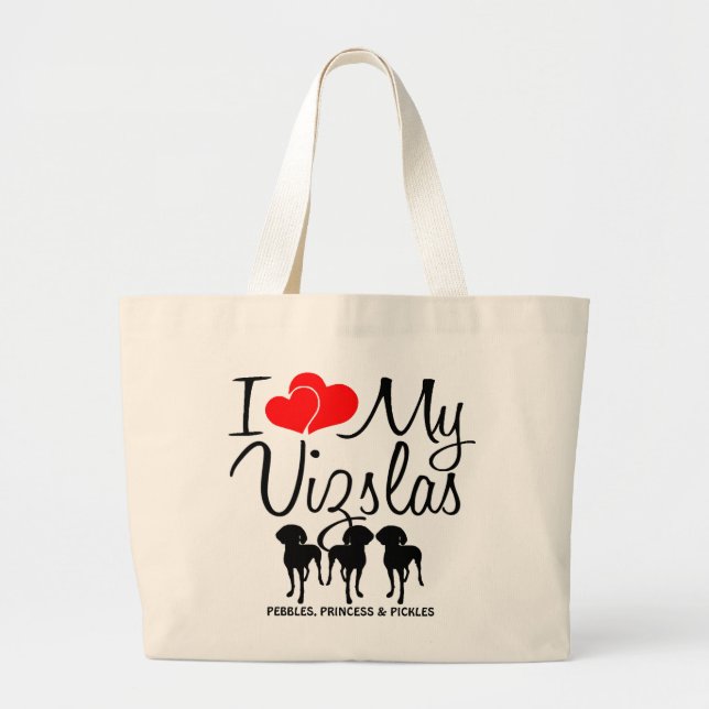Custom I Love My Three Vizslas Bag (Front)