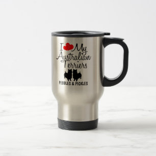 Custom I Love My Two Australian Terriers Travel Mug