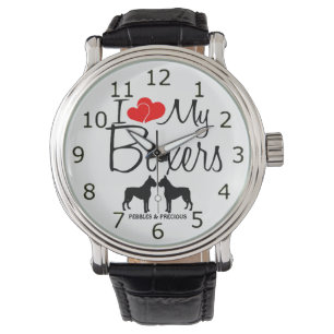 Custom I Love My Two Boxers Watch