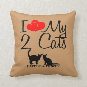 Custom I Love My Two Cats Throw Pillow