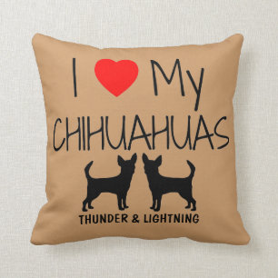 Custom I Love My Two Chihuahuas Throw Pillow