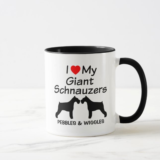Custom I Love My Two Giant Schnauzer Dogs Mug (Right)