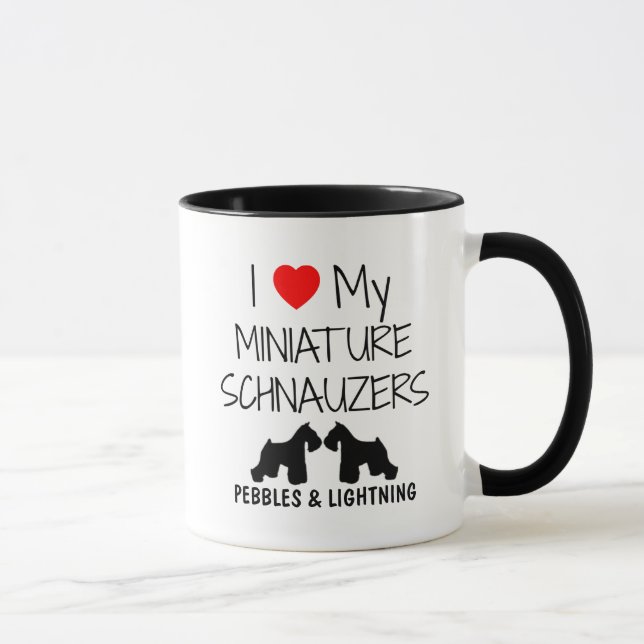 Custom I Love My Two Miniature Schnauzers Mug (Right)
