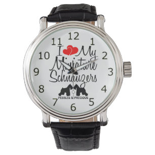 Custom I Love My Two Miniature Schnauzers Watch