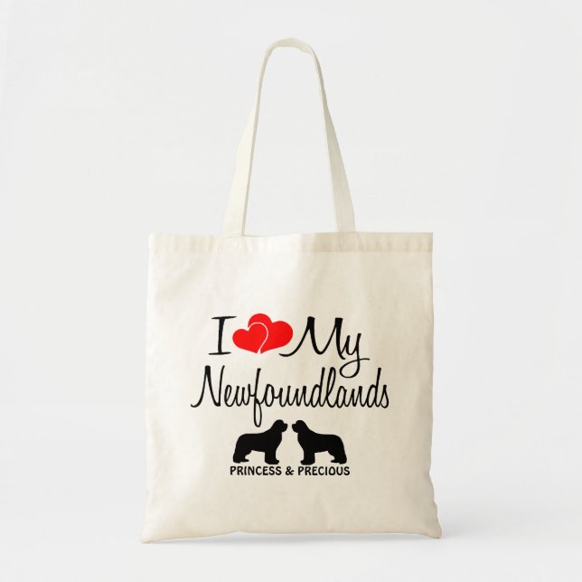 Custom I Love My Two Newfoundlands Tote Bag (Front)