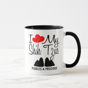 Custom I Love My Two Shih Tzus Mug