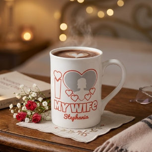 Custom I Love My Wife – Add Name & Photo Bone China Mug