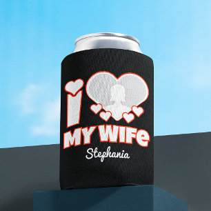 Custom I Love My Wife – Add Name & Photo Can Cooler