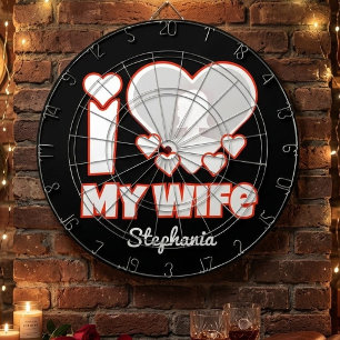 Custom I Love My Wife – Add Name & Photo Dartboard