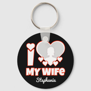 Custom I Love My Wife – Add Name & Photo Keychain