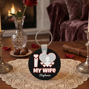 Custom I Love My Wife – Add Name & Photo Keychain