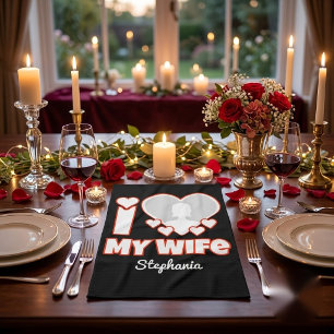 Custom I Love My Wife – Add Name & Photo Kitchen Towel