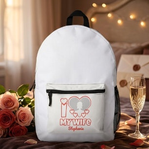 Custom I Love My Wife – Add Name & Photo Printed Backpack
