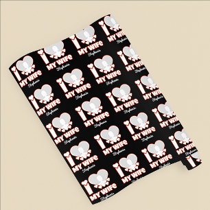 Custom I Love My Wife – Add Name & Photo Wrapping Paper
