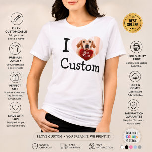 Custom I Love Pet T-Shirt Add Dog Photo Gift Pet Tri-Blend Shirt